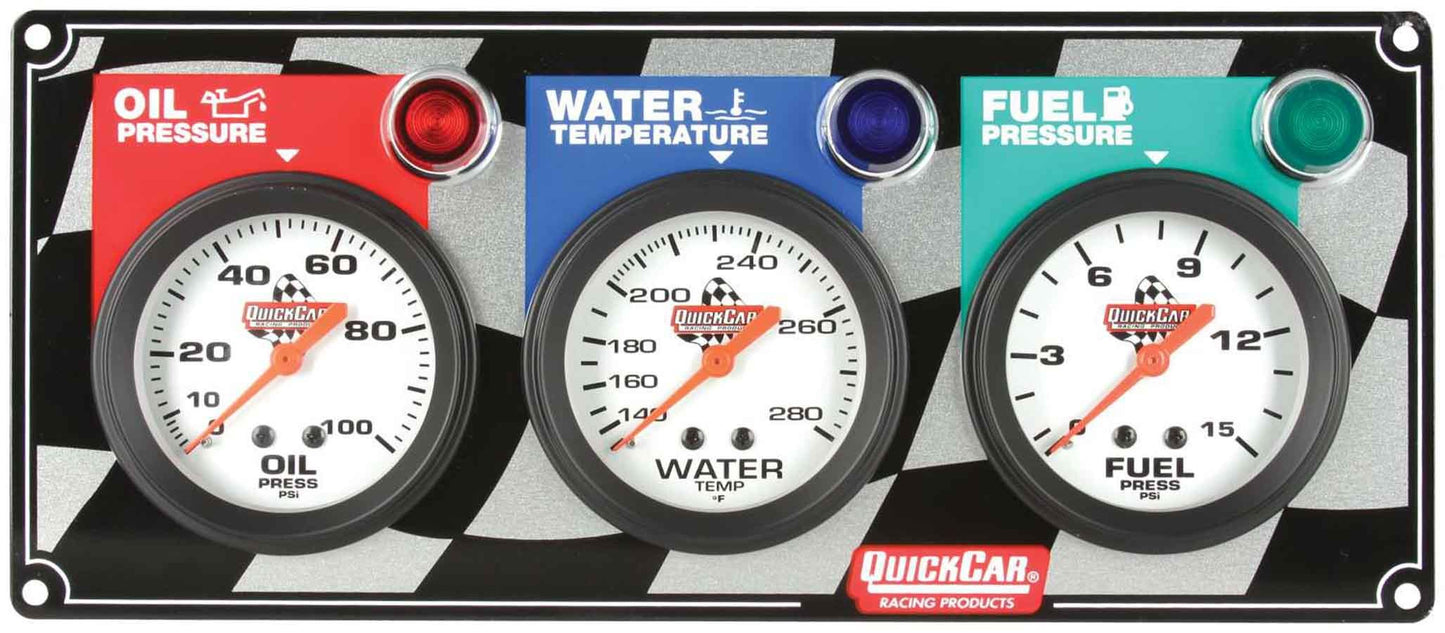 QUICKCAR RACING PRODUCTS 3 Gauge Panel OP/WT/FP QUICKCAR RACING PRODUCTS