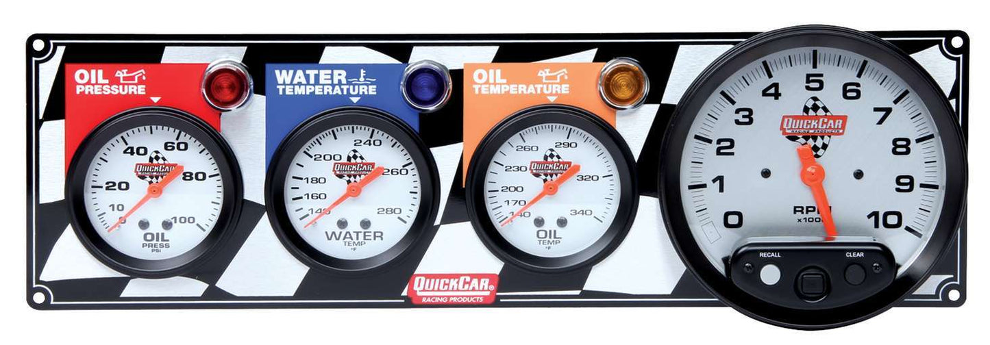 QUICKCAR RACING PRODUCTS 3-1 Gauge Panel OP-WT-OT-Tach QUICKCAR RACING PRODUCTS