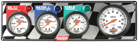 QUICKCAR RACING PRODUCTS Gauge Panel OP/WT/FP w/Tach QUICKCAR RACING PRODUCTS