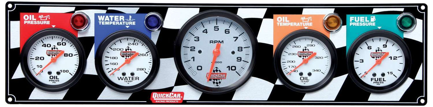 QUICKCAR RACING PRODUCTS Gauge Panel OP/WT/OT/FP w/Tach QUICKCAR RACING PRODUCTS