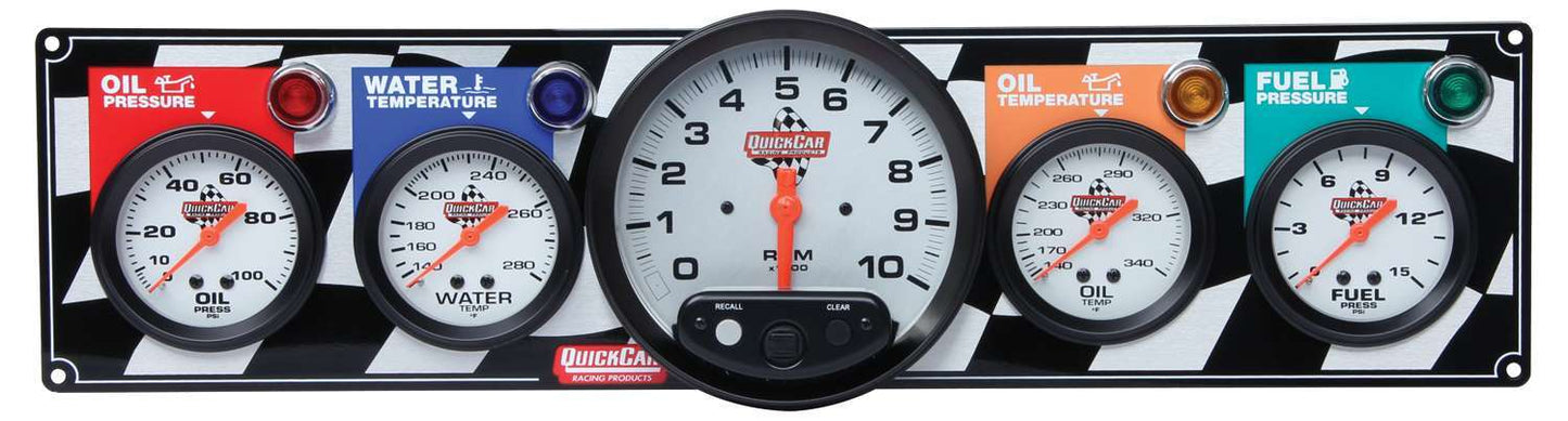 QUICKCAR RACING PRODUCTS 4 Gauge Panel W/ 5in Tach QUICKCAR RACING PRODUCTS