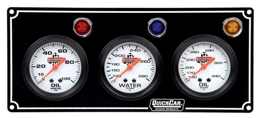 QUICKCAR RACING PRODUCTS 3 Gauge Panel  OP/WT/OT Black QUICKCAR RACING PRODUCTS