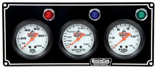 QUICKCAR RACING PRODUCTS 3 Gauge Panel  OP/WT/FP Black QUICKCAR RACING PRODUCTS