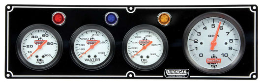 QUICKCAR RACING PRODUCTS 3-1 Gauge Panel OP/WT/OT w/3-3/8in Tach Black QUICKCAR RACING PRODUCTS