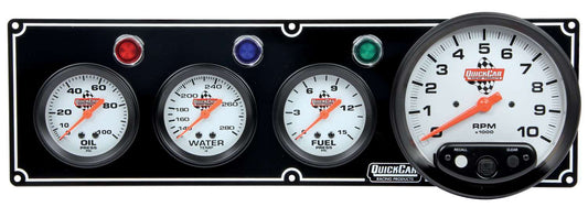 QUICKCAR RACING PRODUCTS 3-1 Gauge Panel OP/WT/FP w/5in Tach Black QUICKCAR RACING PRODUCTS