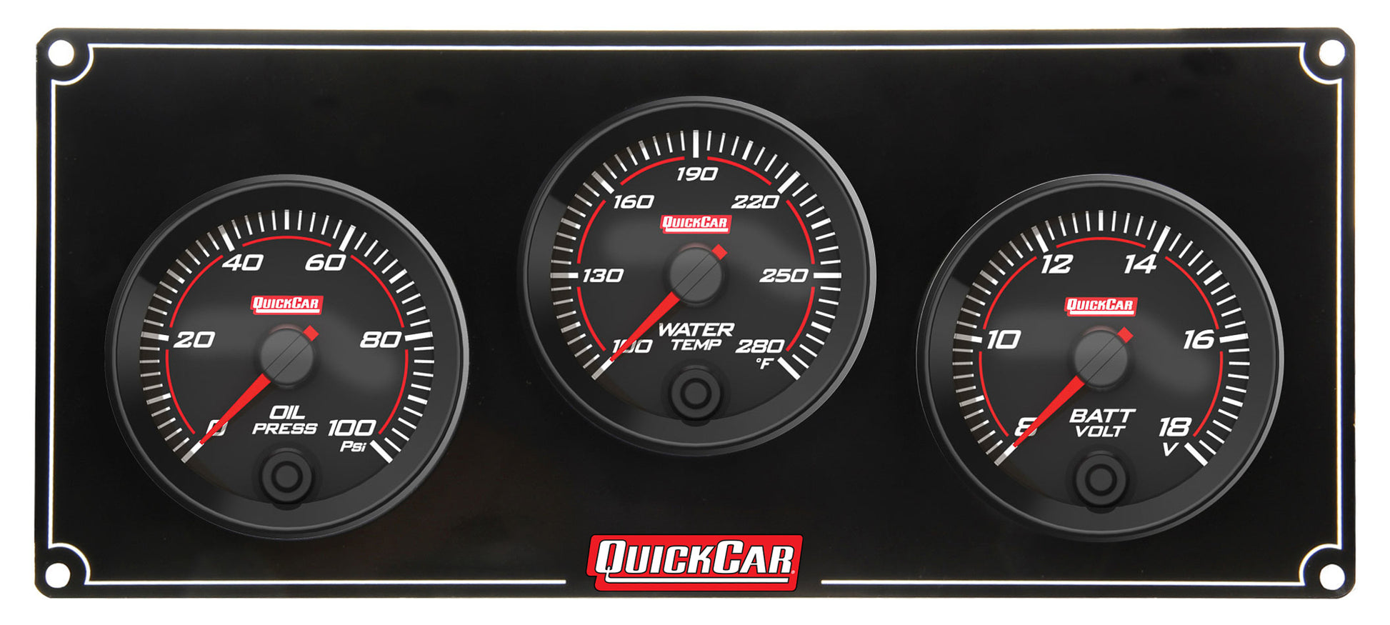 QUICKCAR RACING PRODUCTS Redline 3 Gauge Panel OP/WT/VOLT QUICKCAR RACING PRODUCTS