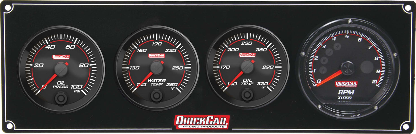 QUICKCAR RACING PRODUCTS Redline 3-1 Gauge Panel OP/WT/OT w/Recall Tach QUICKCAR RACING PRODUCTS