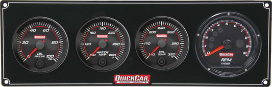 QUICKCAR RACING PRODUCTS Redline 3-1 Gauge Panel OP/WT/OT w/Recall Tach QUICKCAR RACING PRODUCTS