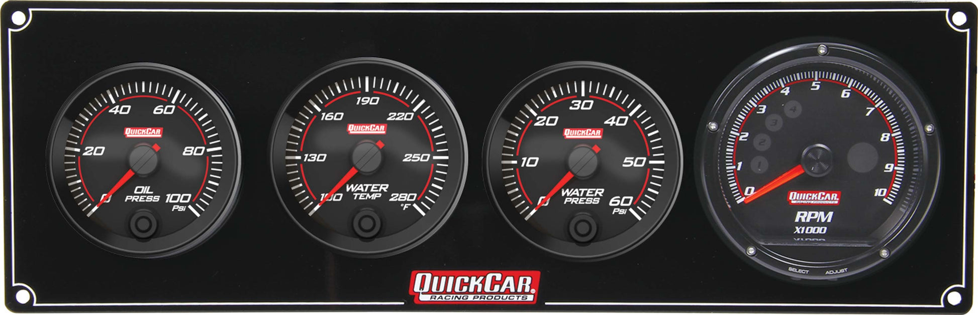 QUICKCAR RACING PRODUCTS Redline 3-1 Gauge Panel OP/WT/WP w/Recall Tach QUICKCAR RACING PRODUCTS