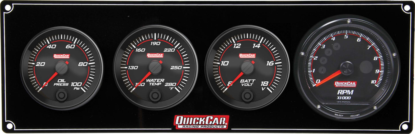 QUICKCAR RACING PRODUCTS Redline 3-1 Gauge Panel OP/WT/Volt w/Recall Tach QUICKCAR RACING PRODUCTS