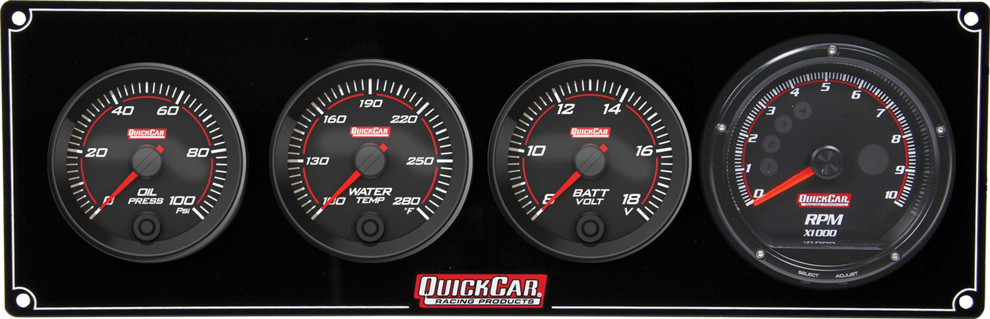 QUICKCAR RACING PRODUCTS Redline 3-1 Gauge Panel OP/WT/Volt w/Recall Tach QUICKCAR RACING PRODUCTS