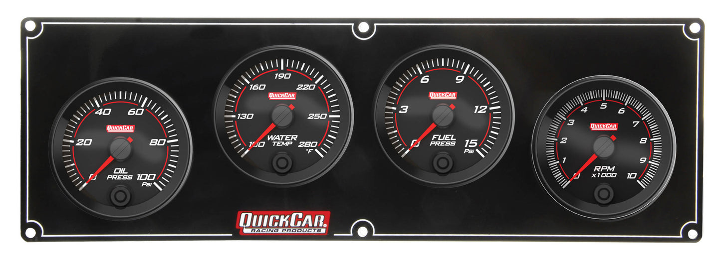 QUICKCAR RACING PRODUCTS Redline 3-1 Gauge Panel OP/WT/FP w/2-5/8in Tach QUICKCAR RACING PRODUCTS