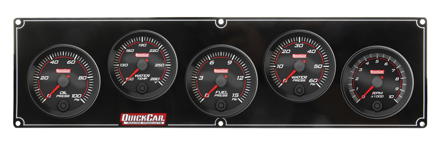 QUICKCAR RACING PRODUCTS Redline 4-1 Gauge Panel OP/WT/FP/WP w/2-5/8 Tach QUICKCAR RACING PRODUCTS