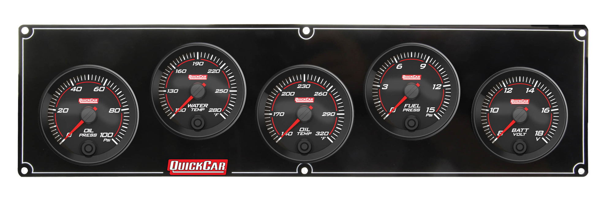 QUICKCAR RACING PRODUCTS Redline 5 Gauge Panel OP/WT/OT/FP/VOLT QUICKCAR RACING PRODUCTS