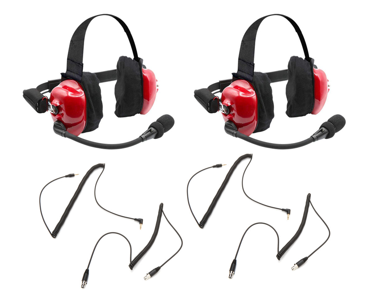 RUGGED RADIOS Headset Track Talk Red Linkable Intercom 2 Pack RUGGED RADIOS