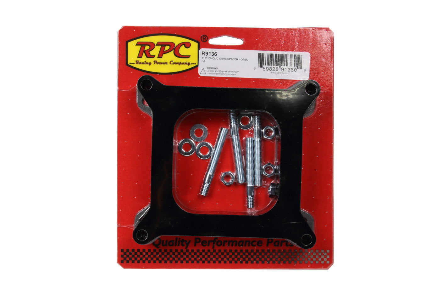 RACING POWER CO-PACKAGED 1In Phenolic Carb Space r - Open RACING POWER CO-PACKAGED