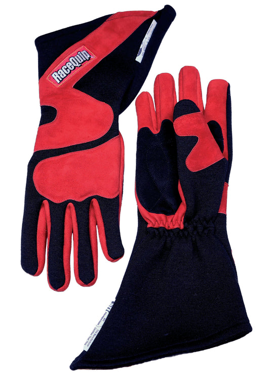 RACEQUIP Gloves Outseam Black/Red Large SFI-5 RACEQUIP