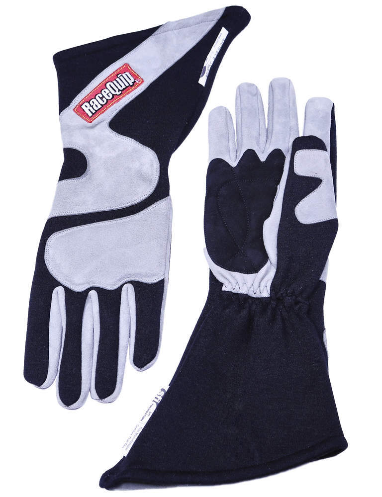 RACEQUIP Gloves Outseam Black/ Gray Medium SFI-5 RACEQUIP