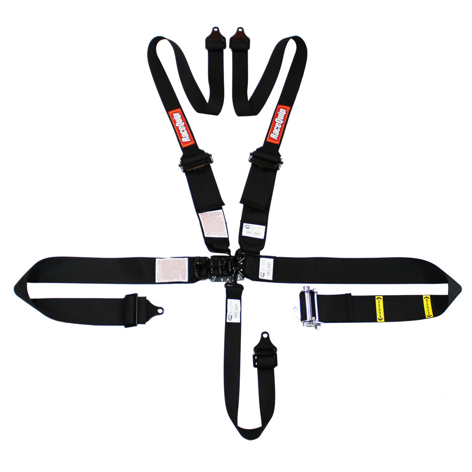 RACEQUIP 5pt Harness HNR Ratchet L&L Black RACEQUIP