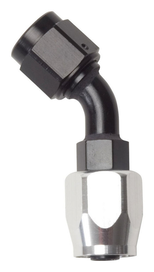 #8 45 Deg Hose End Black /Silver RUSSELL