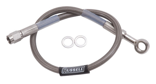 RUSSELL 9in DOT Endura Brk Hose 10mm Banjo to #3 Str RUSSELL