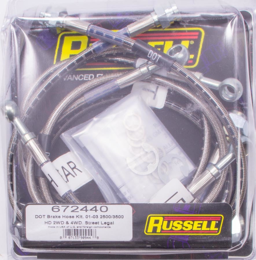 RUSSELL S/S Brake Line Kit 01-06 GM HD Trucks RUSSELL