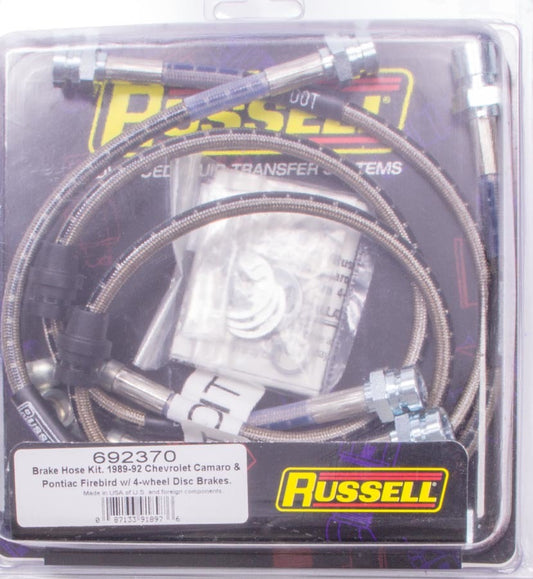 RUSSELL Front Brake Hose Kit 89-92 Camaro RUSSELL