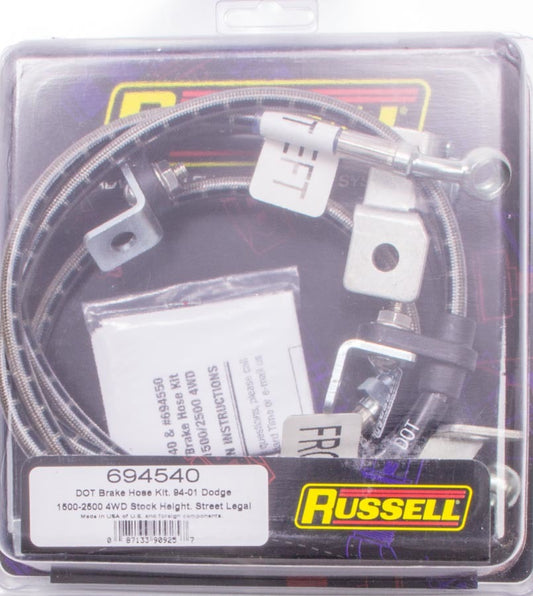 RUSSELL S/S Brake Line Kit 94-99 Dodge 4WD RUSSELL