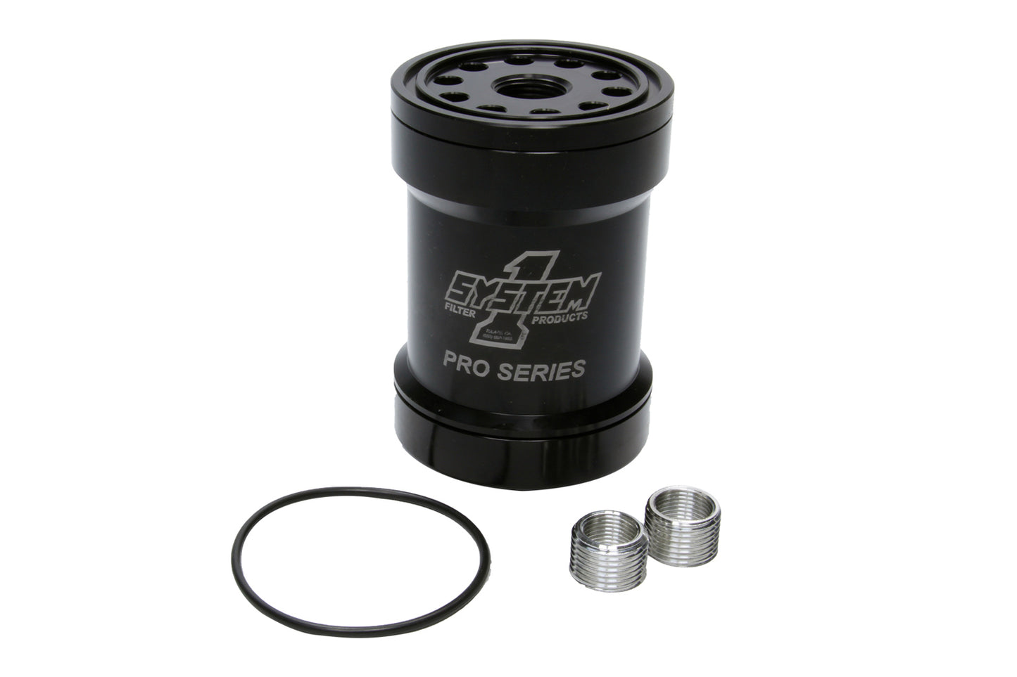 Billet Oil Filter w/Blt Cap 45 Micron - Black SYSTEM ONE