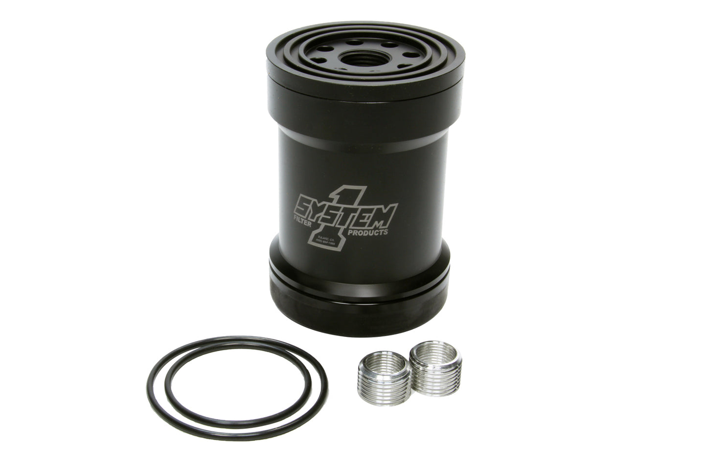 Billet Oil Filter w/Blt Cap 45 Micron - Black SYSTEM ONE