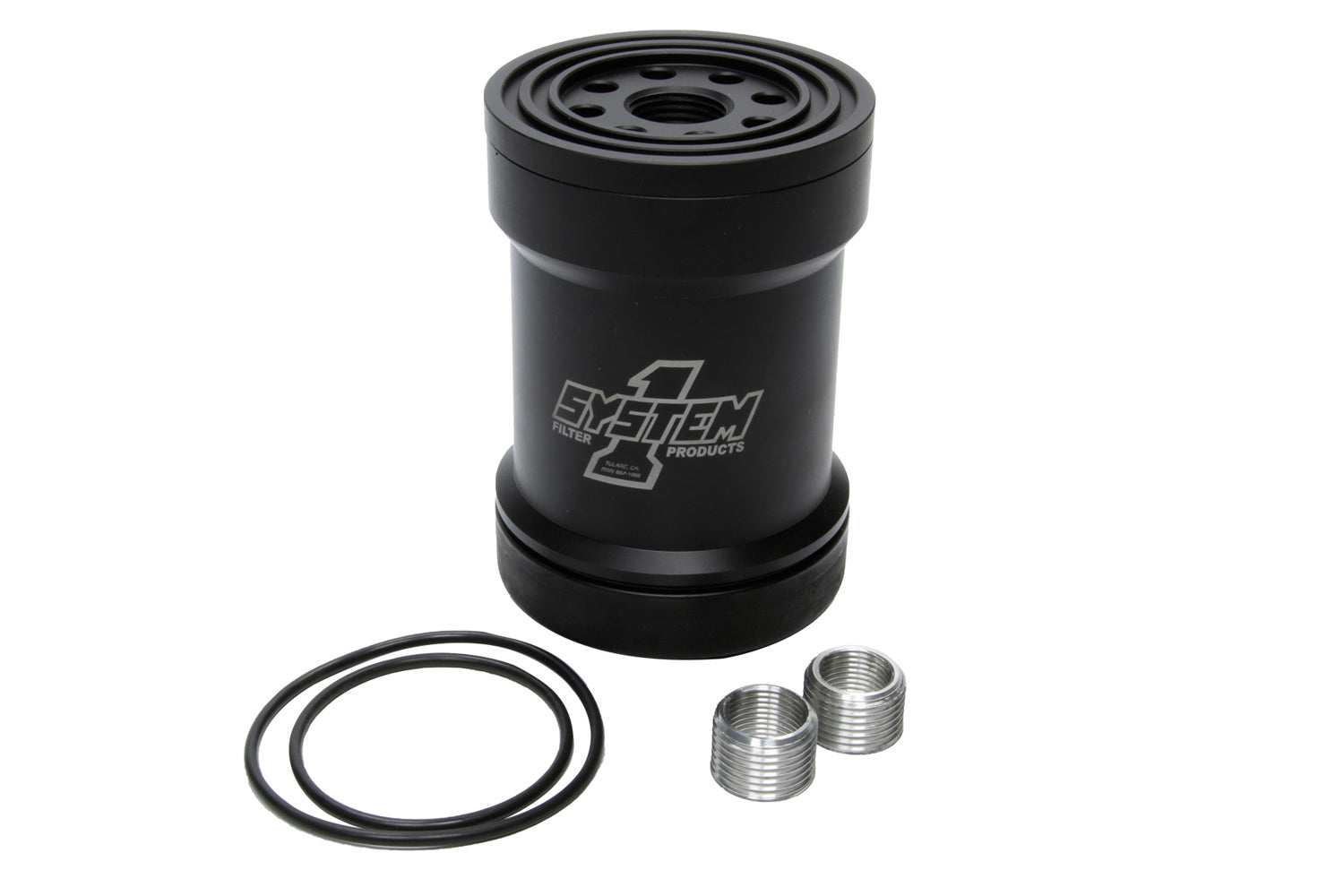 Billet Oil Filter w/Blt Cap 75 Micron - Black SYSTEM ONE