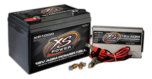 AGM Battery 16v 2 Post & HF Charger Combo Kit XS POWER BATTERY